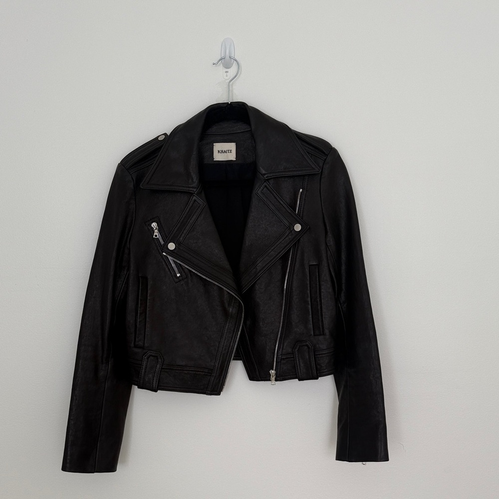 Khaite Black Leather Moto Jacket Size 2
